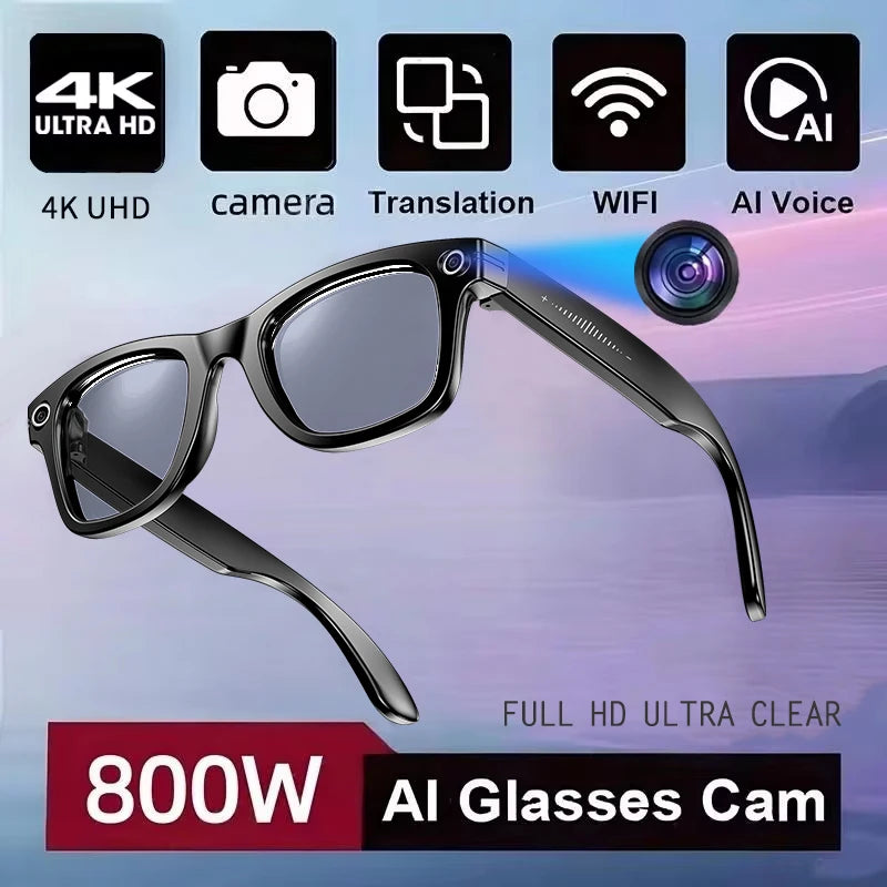 AI Smart Camera Sunglasses – 800W HD, Translation & Calls