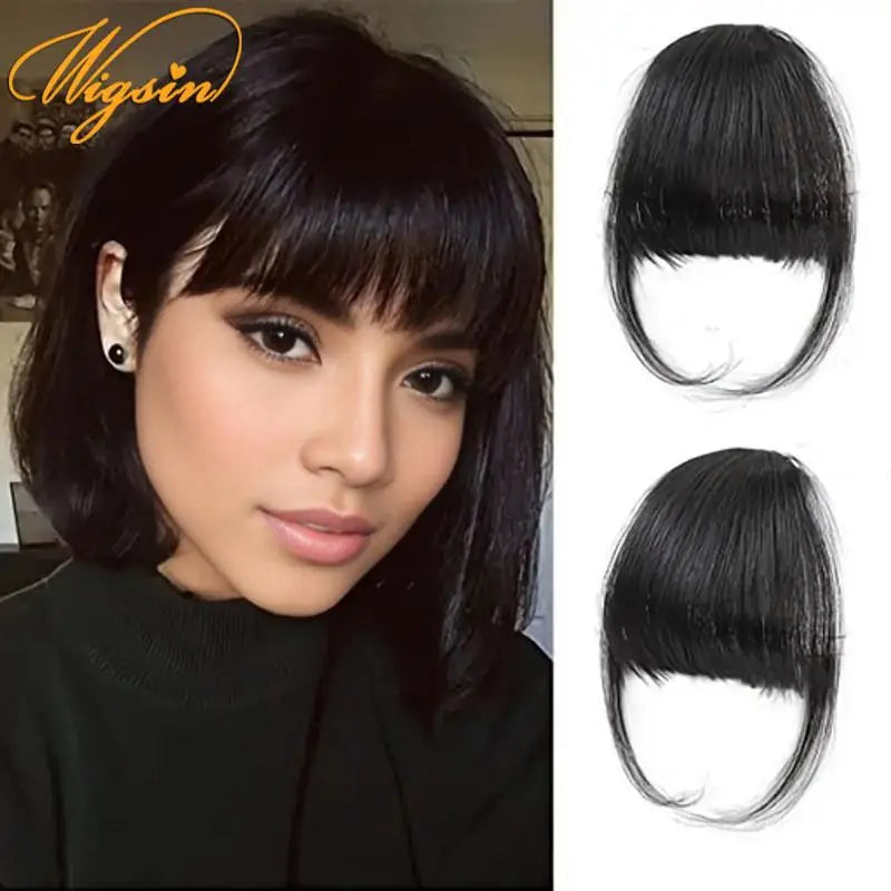 WIGSIN Clip-In Synthetic Bangs – Short Straight Hairpiece