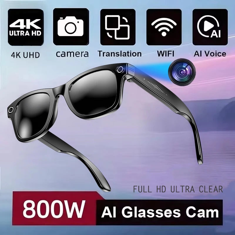 AI Smart Camera Sunglasses – 800W HD, Translation & Calls