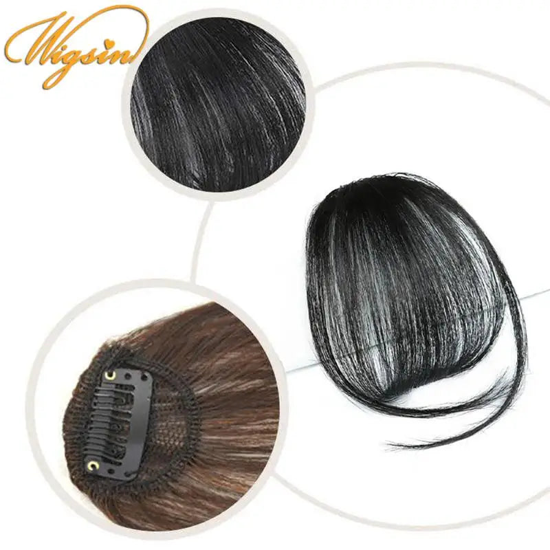 WIGSIN Clip-In Synthetic Bangs – Short Straight Hairpiece