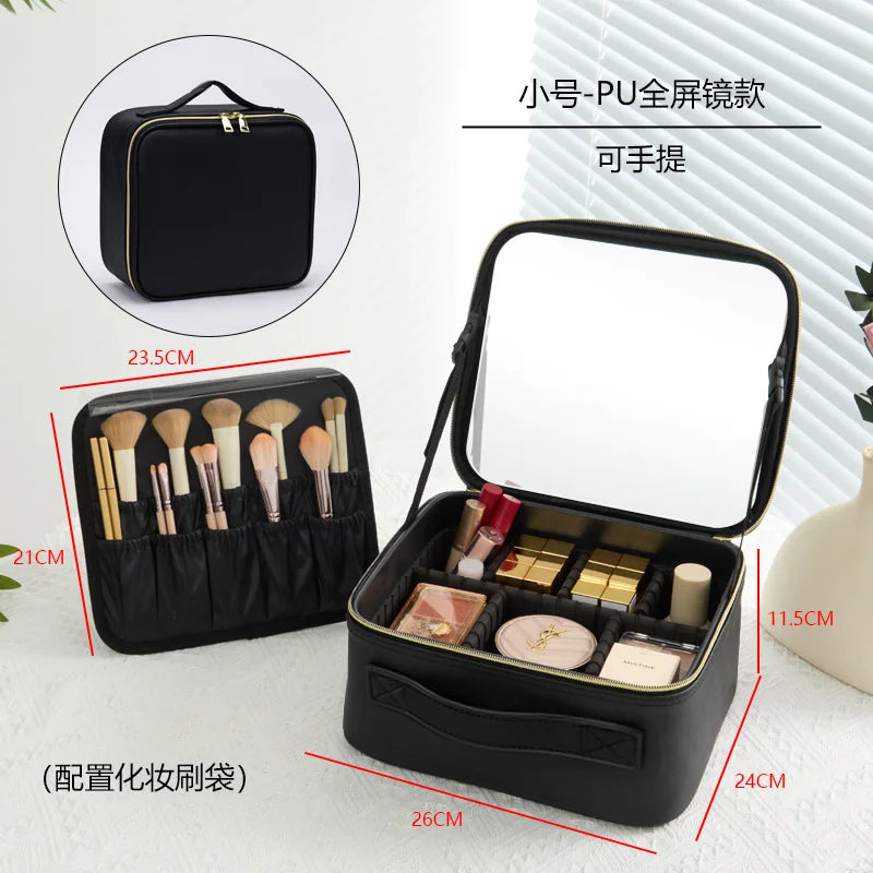 LED Makeup Case with Mirror – Large Capacity Portable Cosmetic Organizer