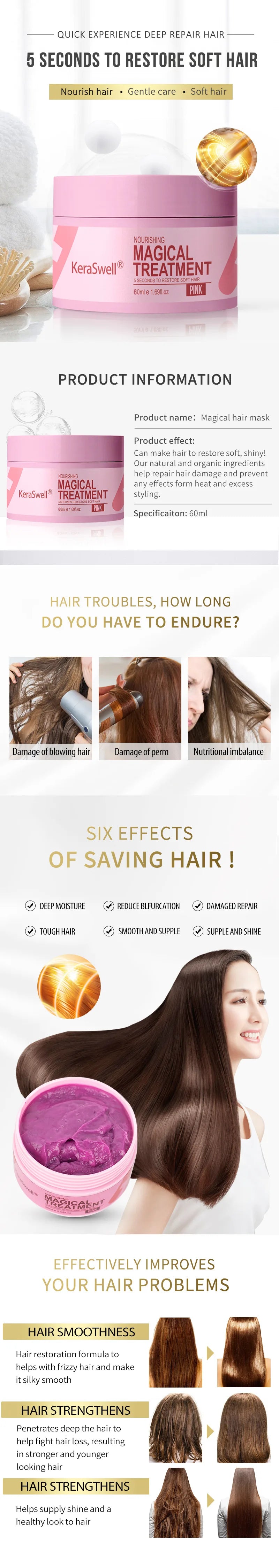 Magic Keratin Hair Mask – 5-Second Repair & Nourishment