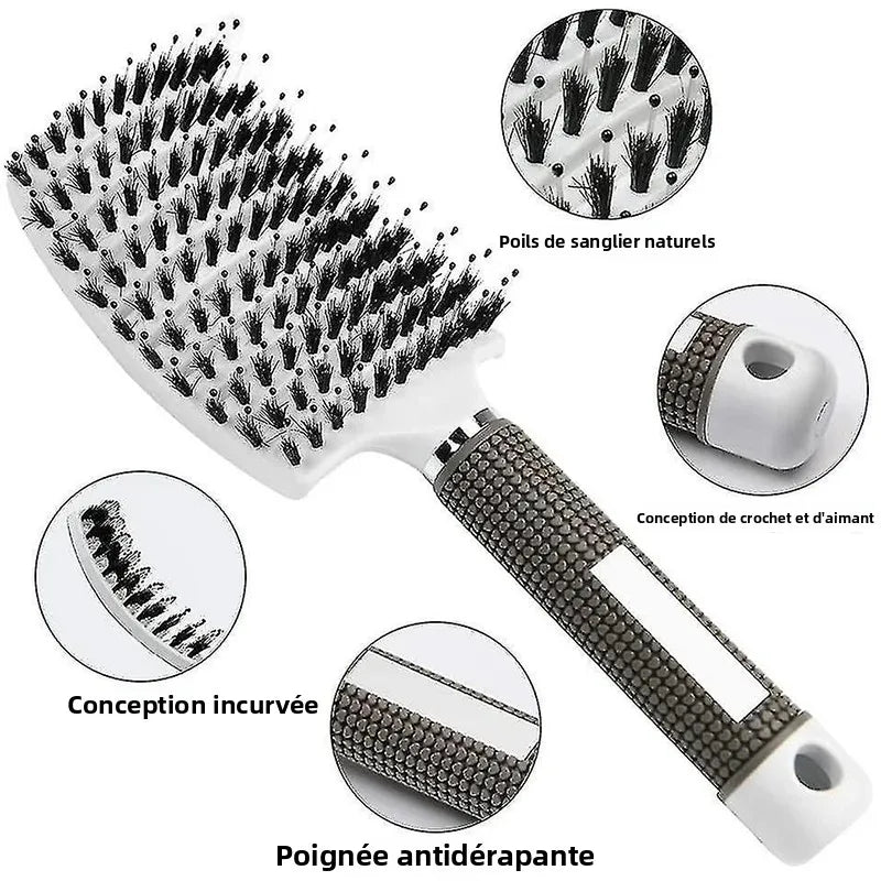 Boar & Nylon Hair Brush – Scalp Massage & Detangling