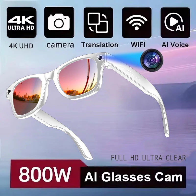 AI Smart Camera Sunglasses – 800W HD, Translation & Calls